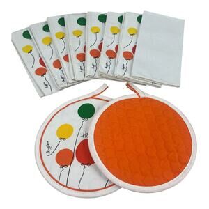 Vintage Bancroft 1978 10 Piece Happy Day Napkins and Potholders